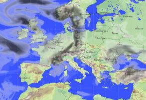 Weathermap and clouds Europe