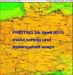 Temperaturen Freitag 24. April 2015