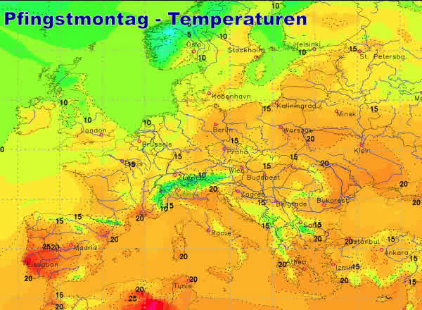 Temperaturen Pfingstmontag 